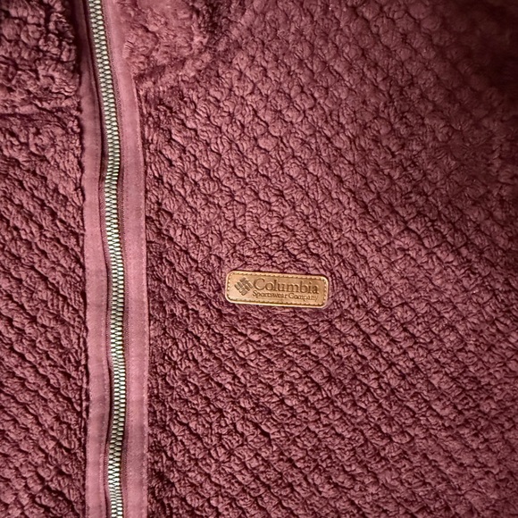 Columbia Maroon Burgundy Wine Fireside II Sherpa Fleece Jacket full zip - size L - Picture 2 of 7